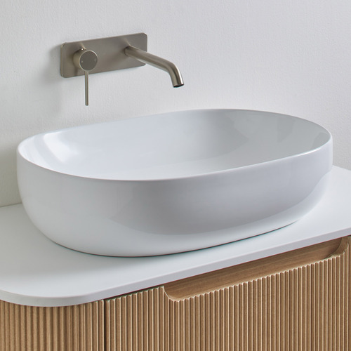 Sabina 600mm White Oval Ceramic Above Counter Basin