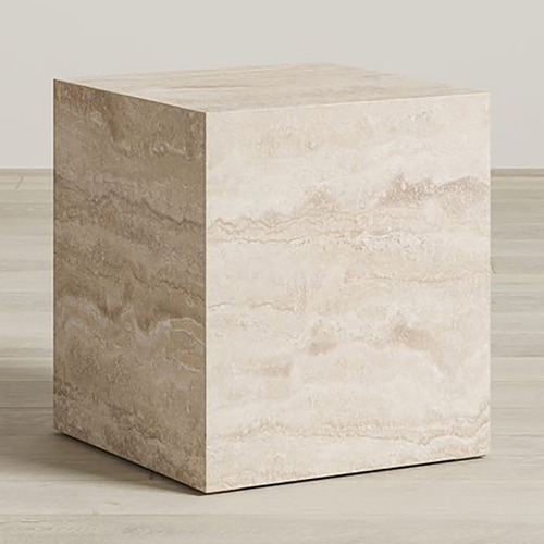Baron Travertine Stone Plinth Side Table