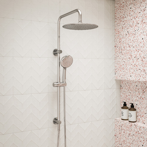 Temple & Webster Clovelly Chrome Square Gooseneck Twin Shower