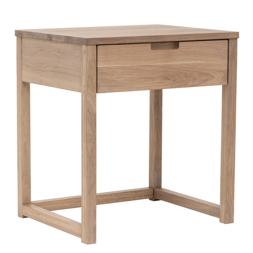 Temple & Webster Rustic Olwen Oak Wood Bedside Table