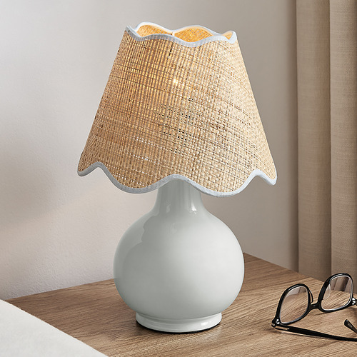 35cm Pippa Ceramic & Rattan Table Lamp