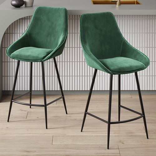 Temple & Webster 69cm Nappa Velvet High Back Barstools