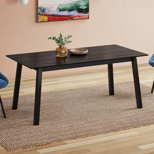 Temple & Webster 180cm Black Maison Oak Wood Dining Table
