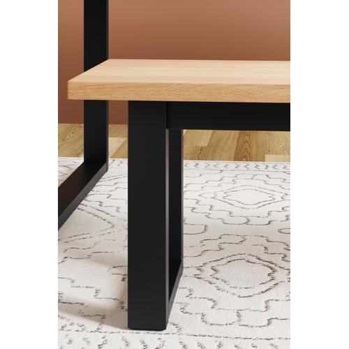Natural-and-Black-Ski-Leg-Oak-Wood-Dining-Bench