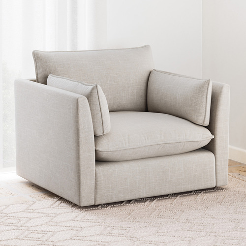 Malibu Upholstered Swivel Armchair | Temple & Webster