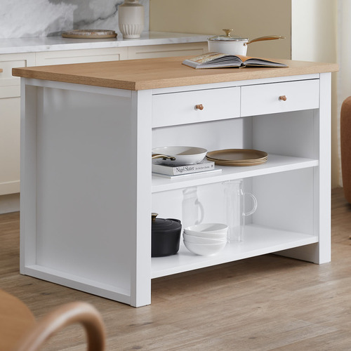 Temple & Webster Rhodes Kitchen Island Bench with Storage