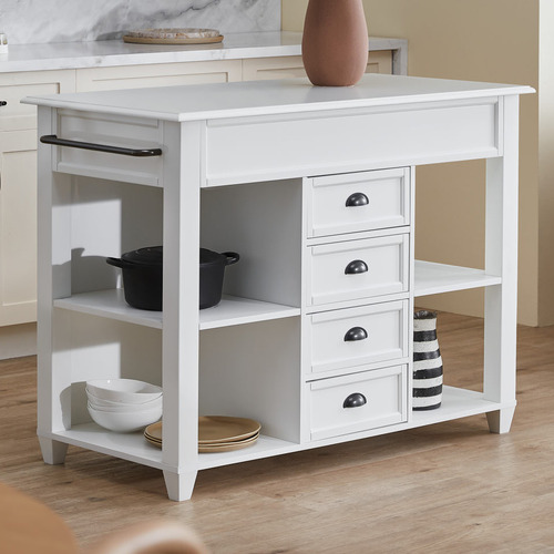 Temple & Webster Hamptons Kitchen Island Bench with Storage