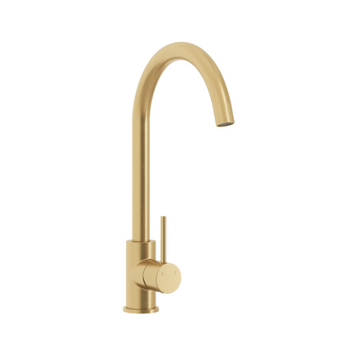 Clovelly-Brushed-Gold-PVD-Gooseneck-Kitchen-Sink-Mixer