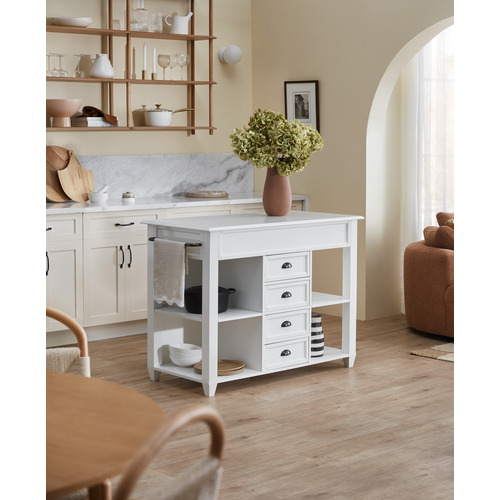 Temple & Webster Hamptons Kitchen Island Bench With Storage