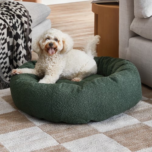 Olive-Miri-Round-Calming-Boucle-Dog-Bed