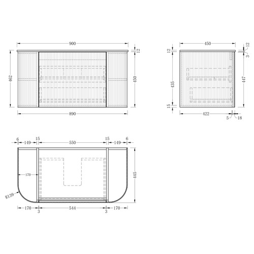 Nomad 900mm Wall Hung Single Vanity