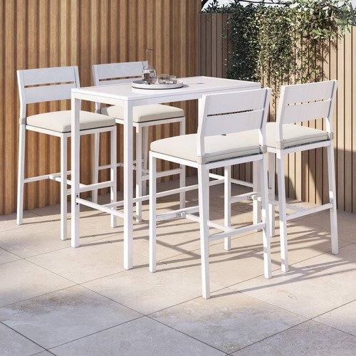 White aluminium bar table discount