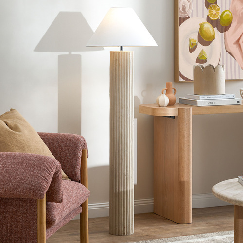 142cm Verona Ribbed Cast Stone Floor Lamp