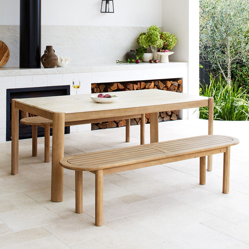 Carla Tavertine-Look Outdoor Dining Table