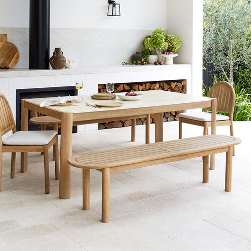 Carla Tavertine-Look Outdoor Dining Table