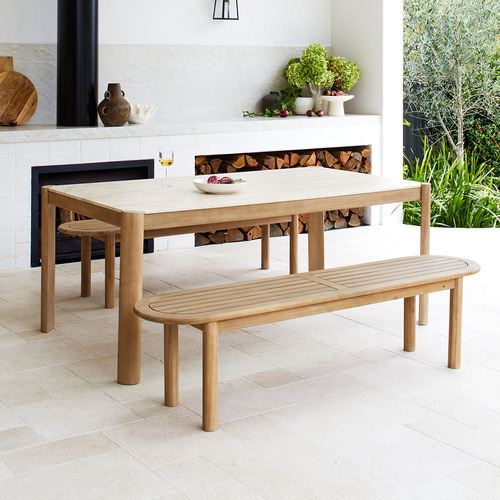 3 Seater Corfu Acacia Wood Outdoor Bench