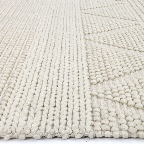 Temple & Webster Ivory African-Inspired Flat Weave Wool-Blend Rug