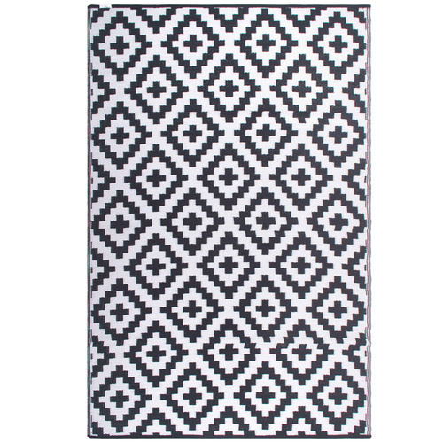 Grey & White Aztec Style Outdoor Rug