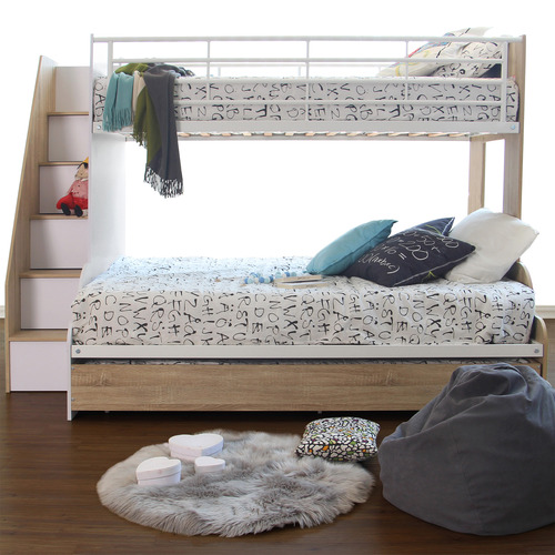 Levi Single Over Double Bunk Bed with Trundle