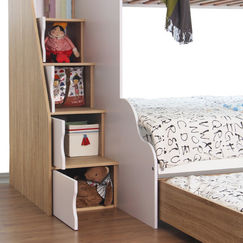 Levi Single Over Double Bunk Bed with Trundle