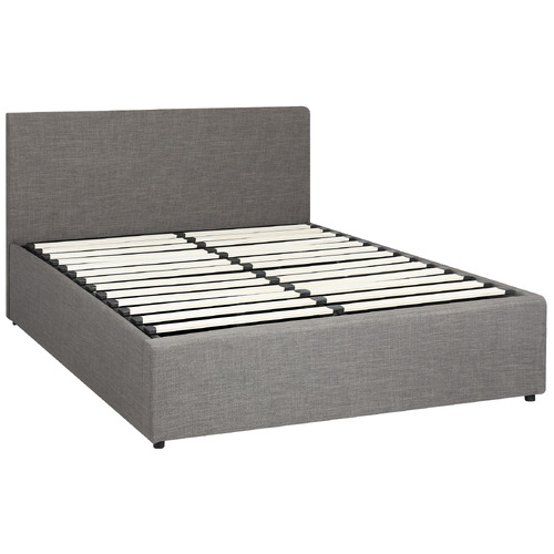 Temple & Webster Grey Aldan Gas Lift Storage Bed Frame