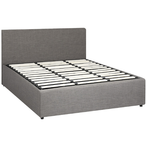 Temple & Webster Grey Aldan Gas Lift Storage Bed Frame