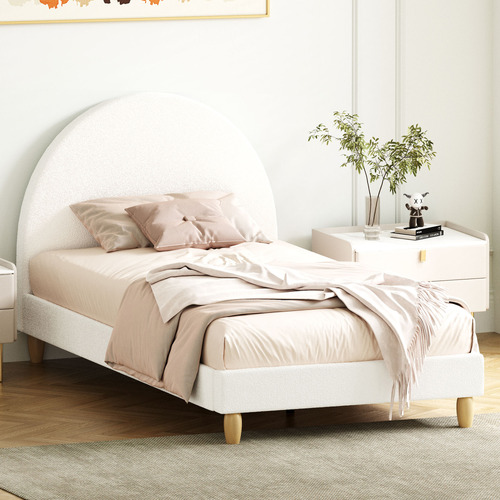 White Seraphine Boucle Bed Frame