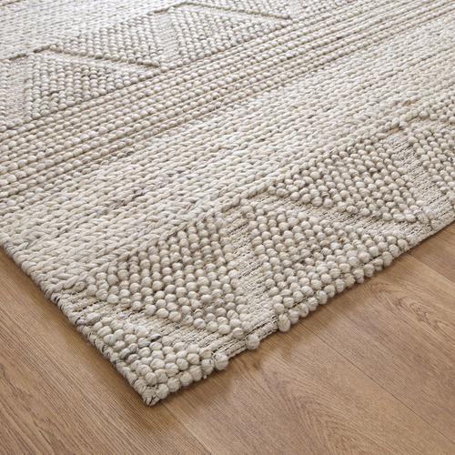 Temple & Webster Ash Sawtooth Flat Weave Wool-Blend Rug