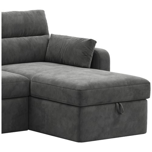 Carter 3 Seater Corduroy Sofa Bed with Reversible Chaise