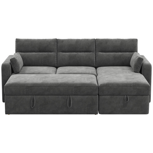 Carter 3 Seater Corduroy Sofa Bed with Reversible Chaise