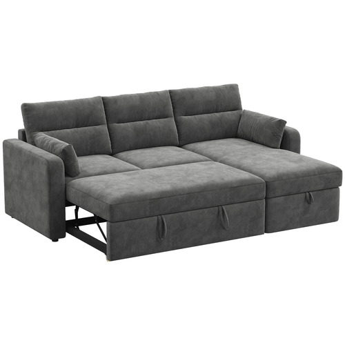 Carter 3 Seater Corduroy Sofa Bed with Reversible Chaise