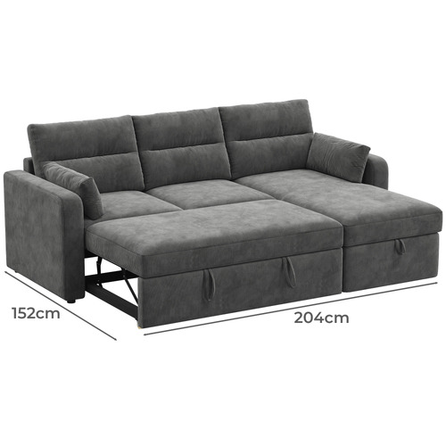 Carter 3 Seater Corduroy Sofa Bed with Reversible Chaise