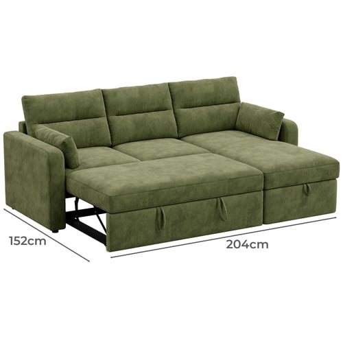 Carter 3 Seater Corduroy Sofa Bed with Reversible Chaise