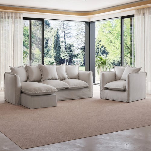 Montauk Slipcover Reversible Chaise Sofa & Armchair Set