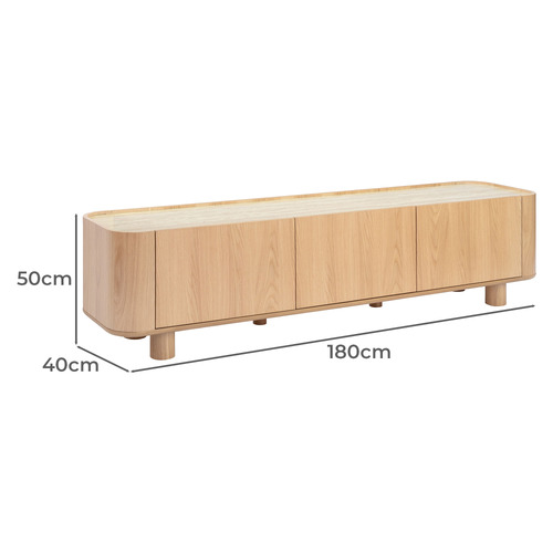 Magnus 3 Door Travertine TV Unit