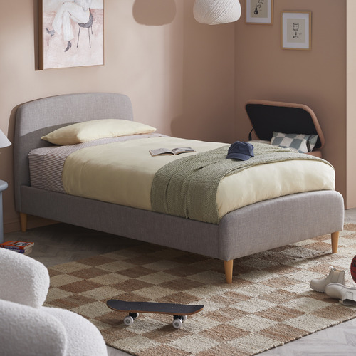 Grey Nordic Deco Upholstered Bed