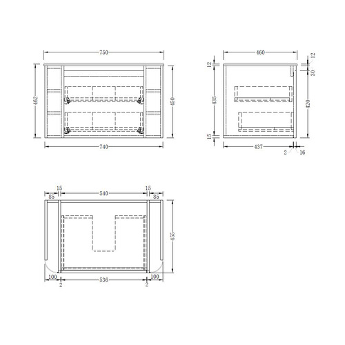 Boyd 750mm Wall Hung Single Vanity