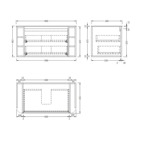 Boyd 900mm Wall Hung Single Vanity