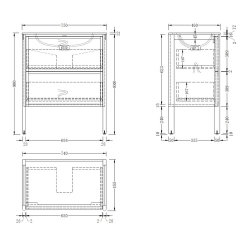 Cali 750mm Freestanding Single Vanity