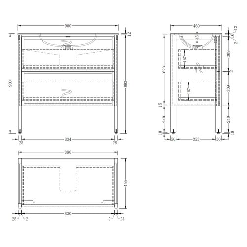 Cali 900mm Freestanding Single Vanity