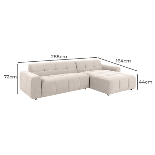 Quinn 4 Seater Upholstered Sofa with Chaise