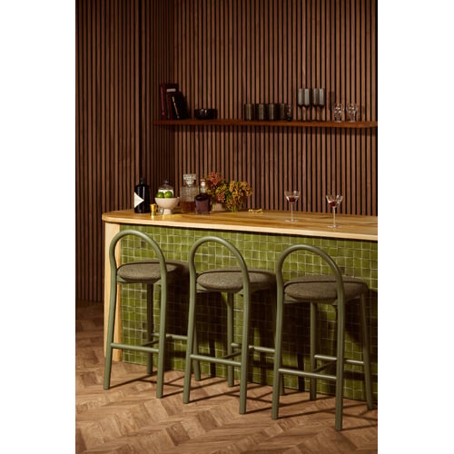 65.5cm Lottie Arched Solid Beech Wood Bar Stool