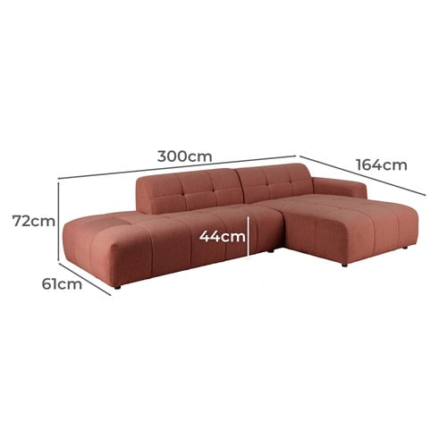 Quinn 4 Seater Upholstered Sofa with Chaise