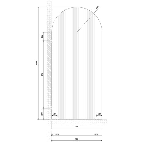Elka Left Fluted Glass Shower Screen