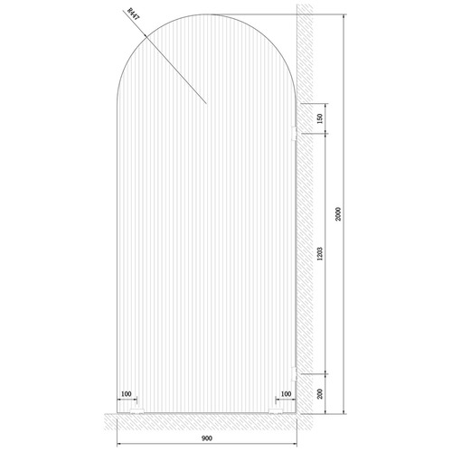 Elka Right Fluted Glass Shower Screen
