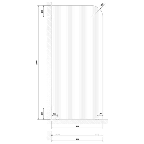 Venroy Left Fluted Glass Shower Screen