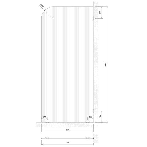 Venroy Right Fluted Glass Shower Screen