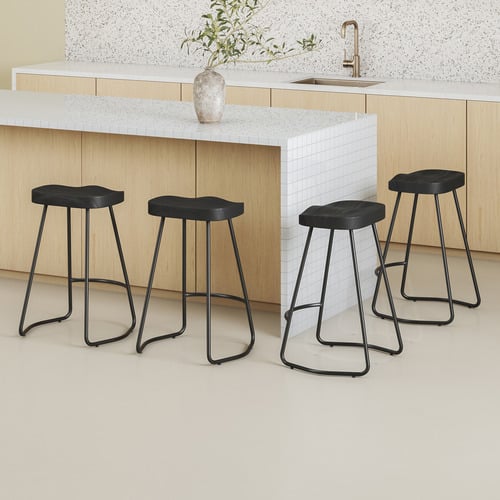 Temple And Webster Wooden Stool 66cm Premium Vintage-Style