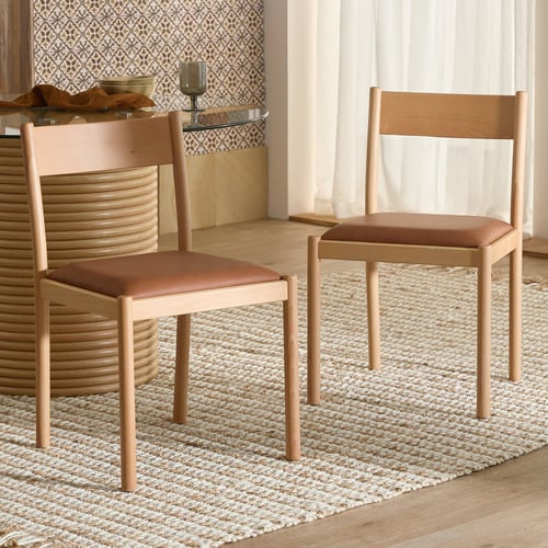 Temple Webster Sandra Solid Beech Wood Dining Chairs
