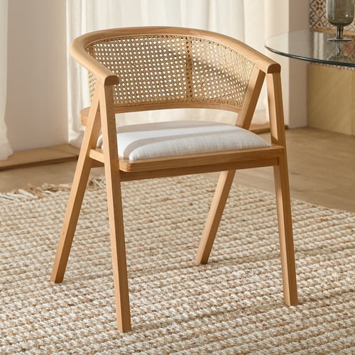 Temple Webster Shun Beech Wood Rattan Dining Chair